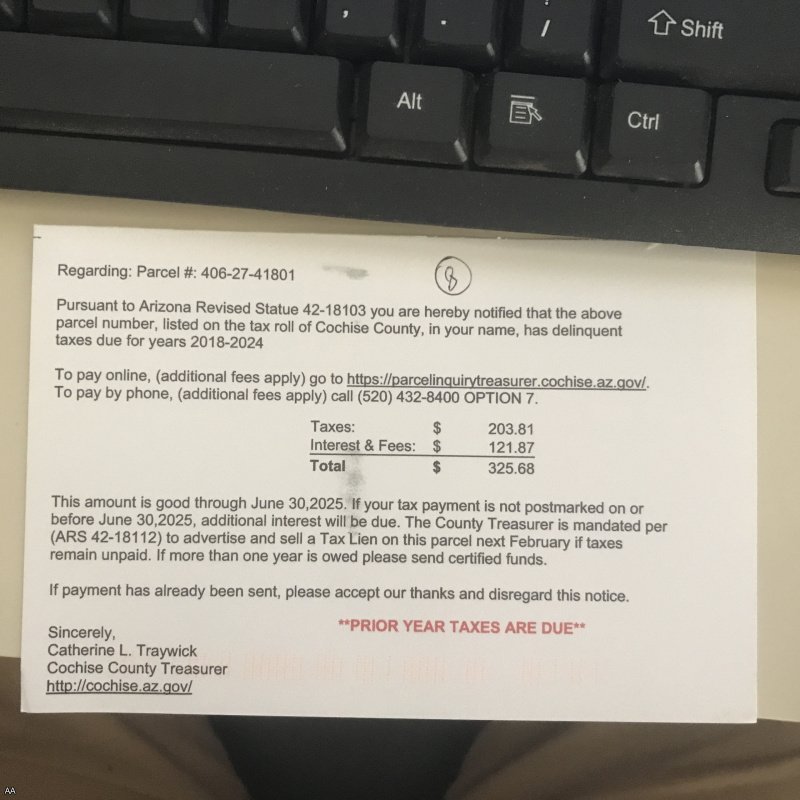 Parcel #8 = 406-27-41801 Cochise County, AZ 85603 -  COCHISE COLLEGE PARK UNIT 9 LOT 2504 = .39 AC